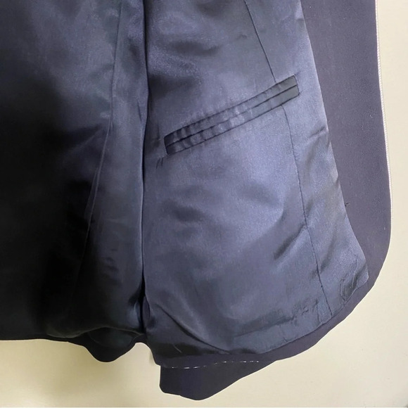 Austin Reed Vintage Navy Blue White Piping 100% Worsted Wool Blazer Women's 6 - Picture 6 of 11